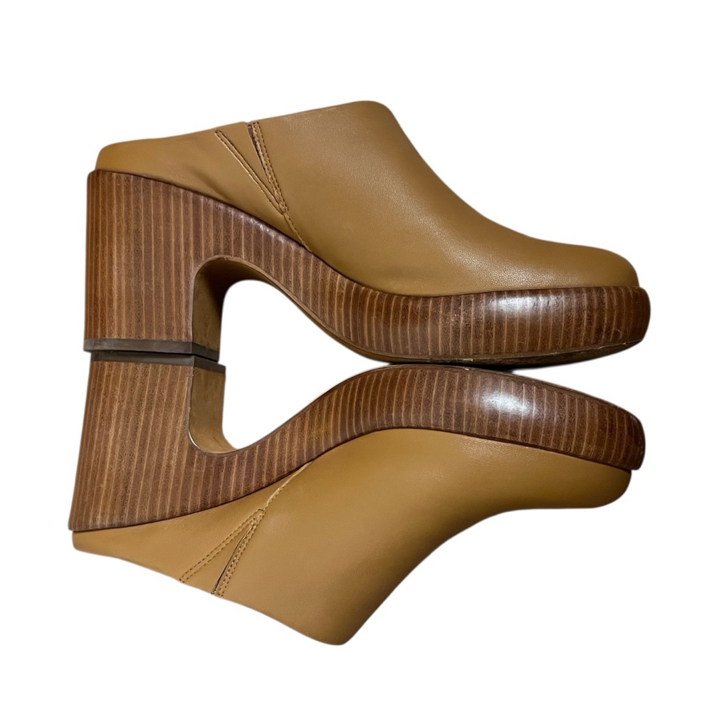 Vince Navina Leather Platform Clogs Tan Brown Block Heel Mule Minimalist — 9.5 - Picture 3 of 16